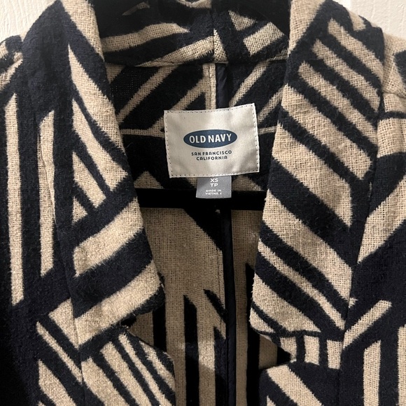 Old Navy Blue & White Geometric Open Front Coat - Picture 10 of 11